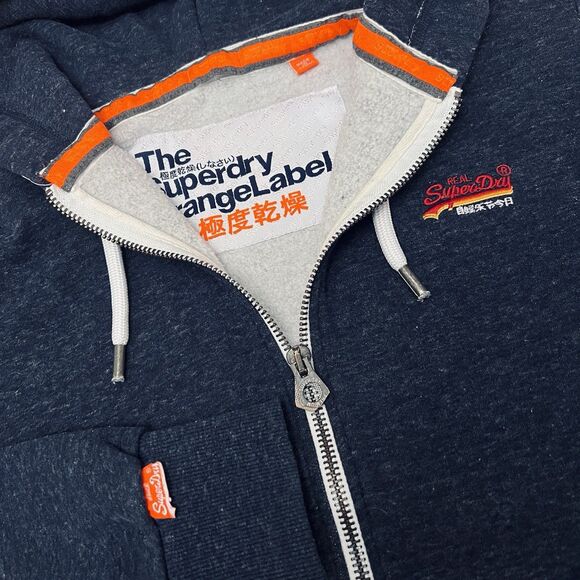 SuperDry Orange Label Med Blue Full Zip Hoodie Jacket - Picture 1 of 11
